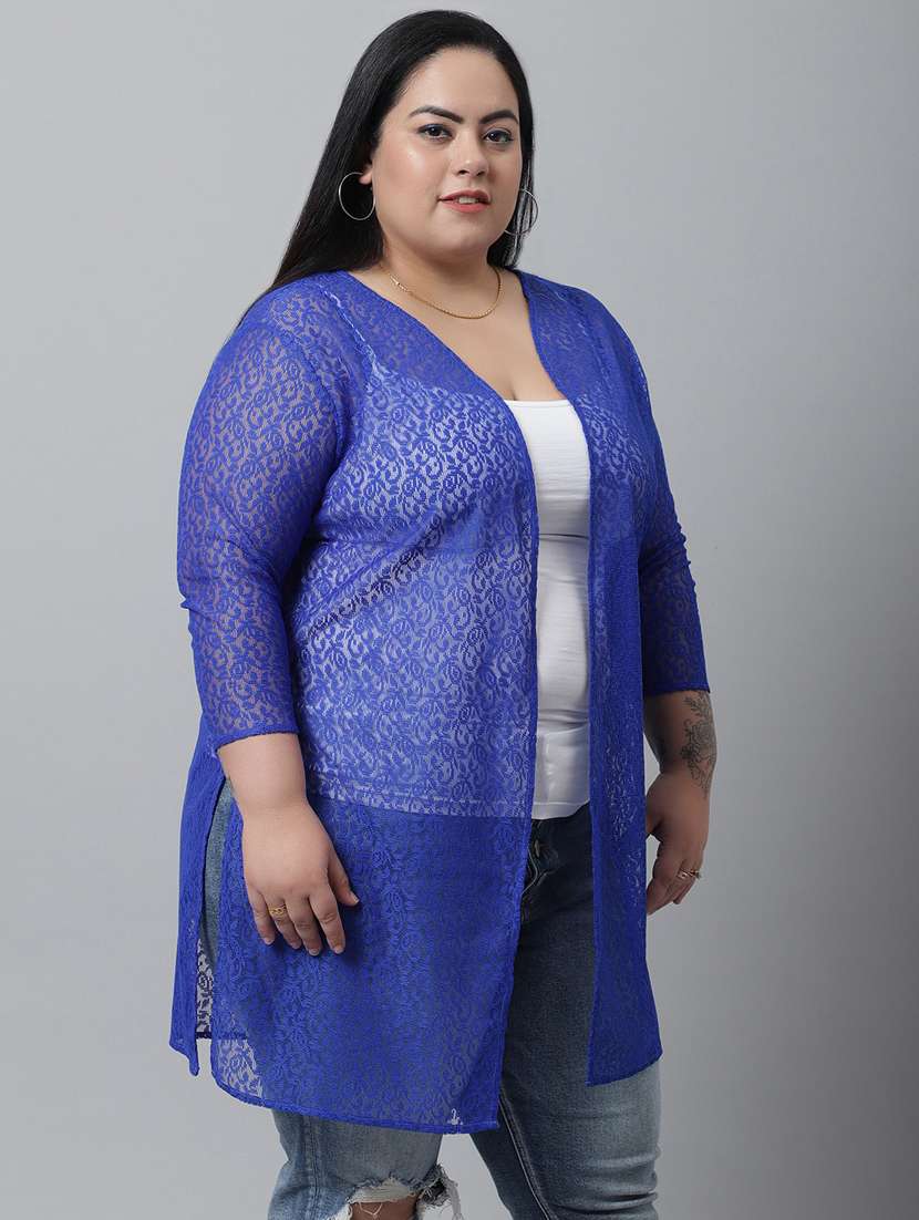 blue cotton shrug - 20159503 -  Standard Image - 2