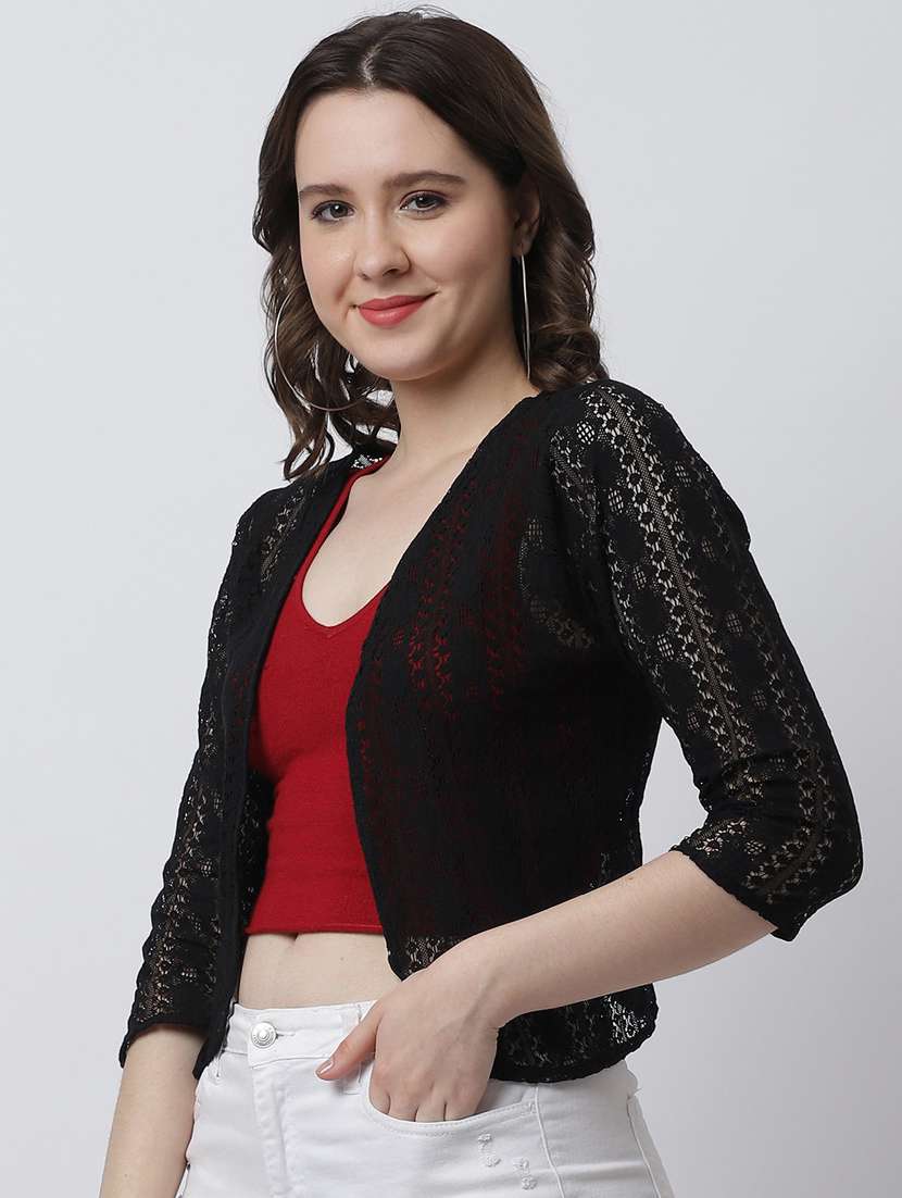 black cotton shrug - 20159517 -  Standard Image - 2
