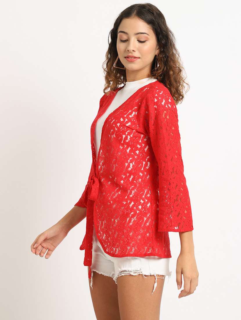 red cotton blend shrug - 20159585 -  Standard Image - 2