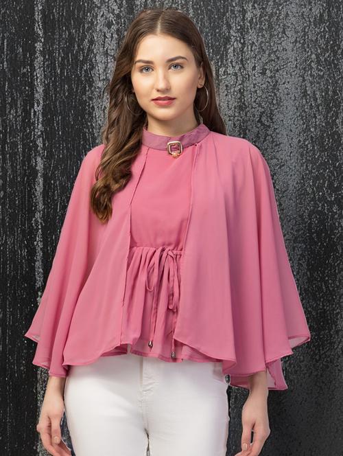 women cape sleeve mock neck top  - 20160002 -  Standard Image - 0
