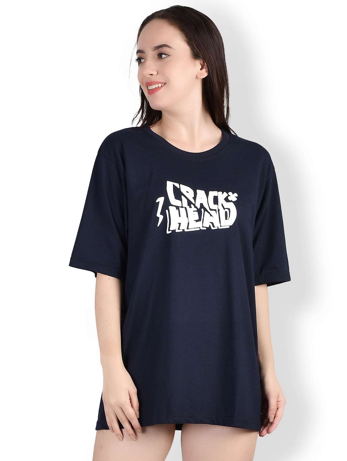 women's chest print crew neck t-shirt