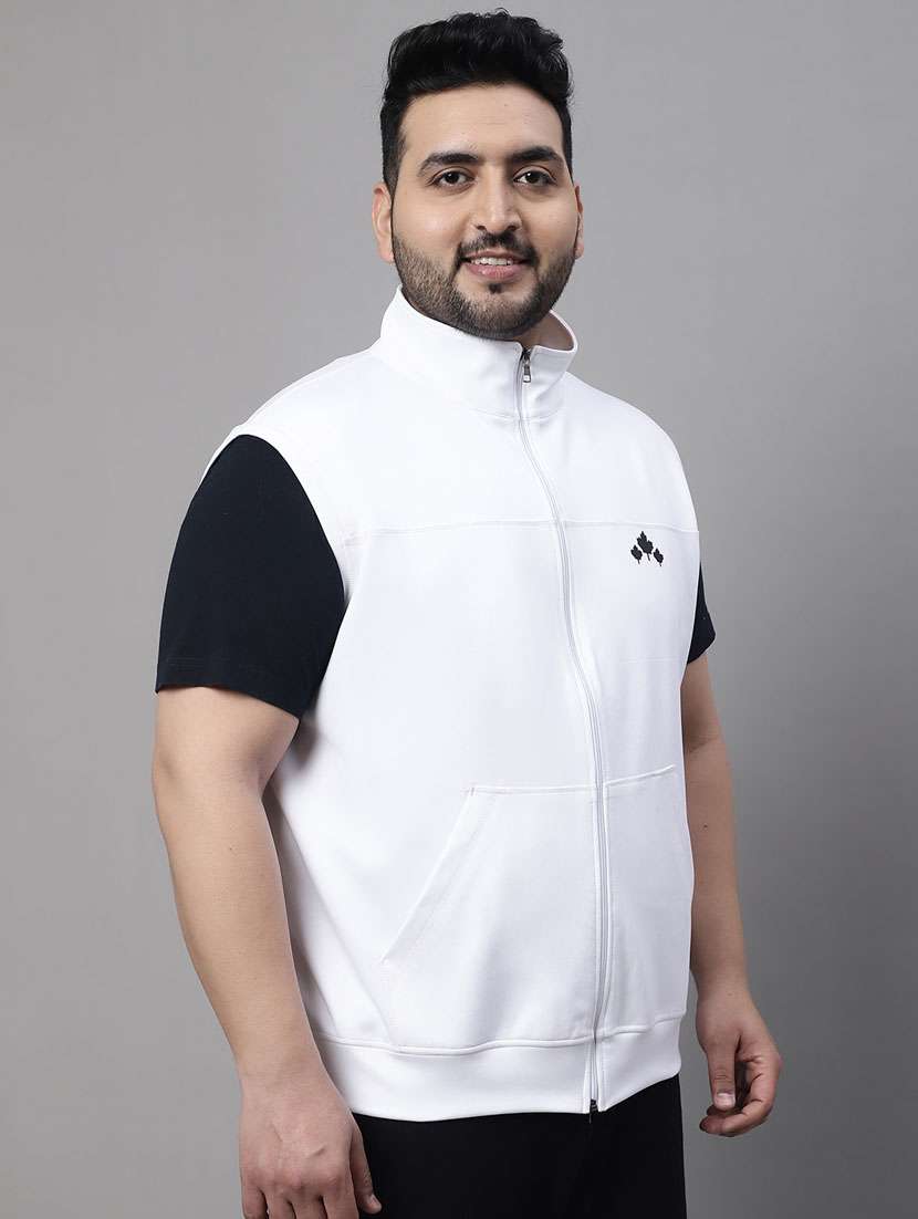 white solid sleeveless casual jacket - 20161375 -  Standard Image - 2