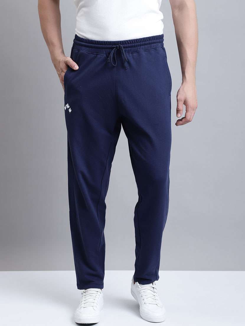 dark blue cotton blend  full length track pant