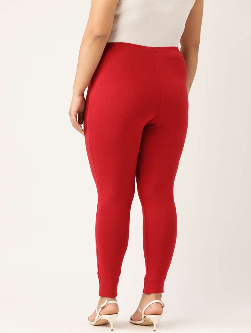 plus size red solid full length legging - 20162211 - Standard Image - 2