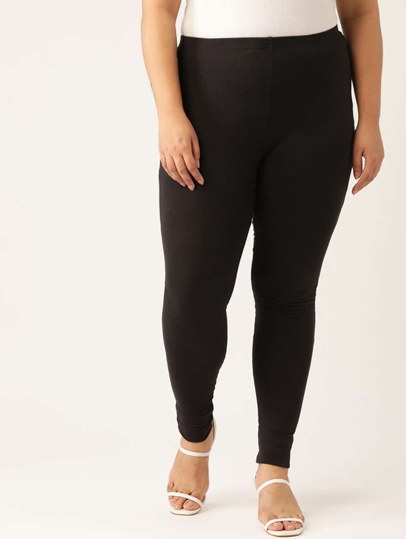 plus size black solid full length legging