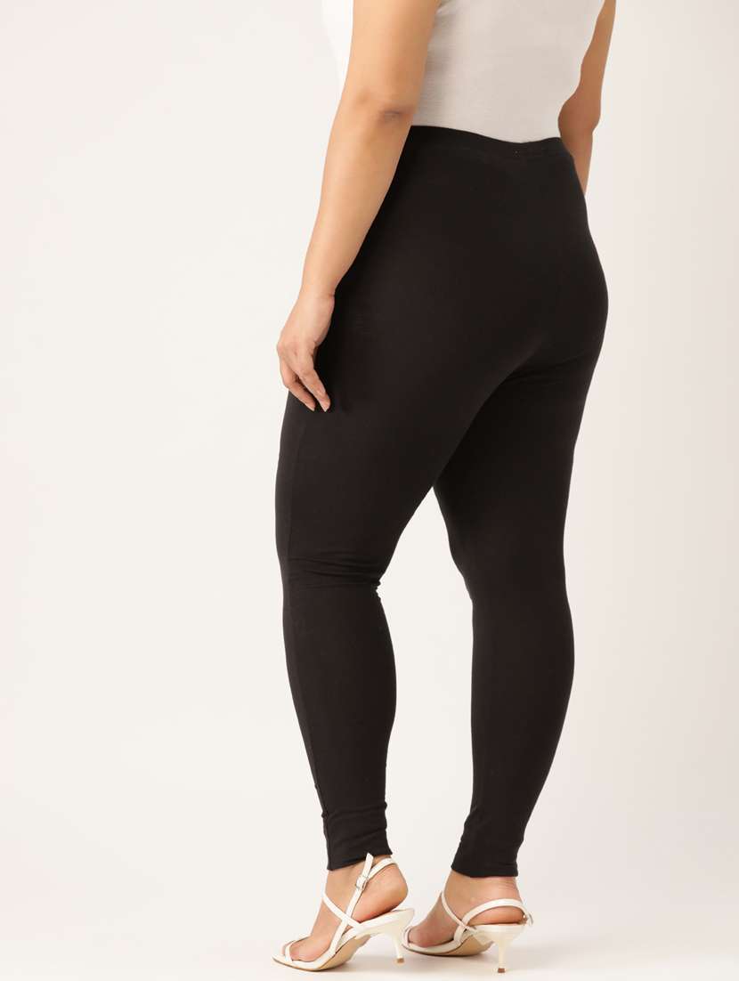 plus size black solid full length legging - 20162212 - Standard Image - 2