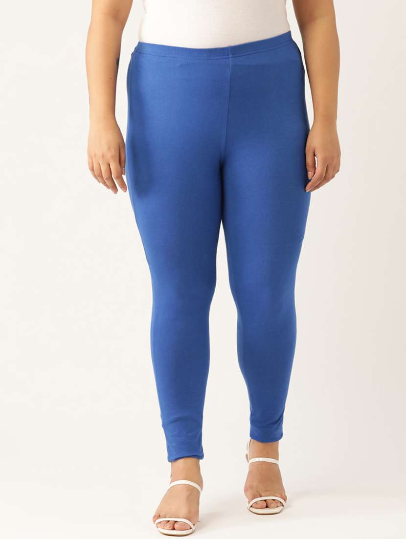 plus size blue solid full length legging
