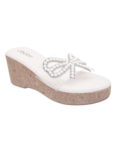 white slip on wedge sandal - 20162269 - Standard Image - 0
