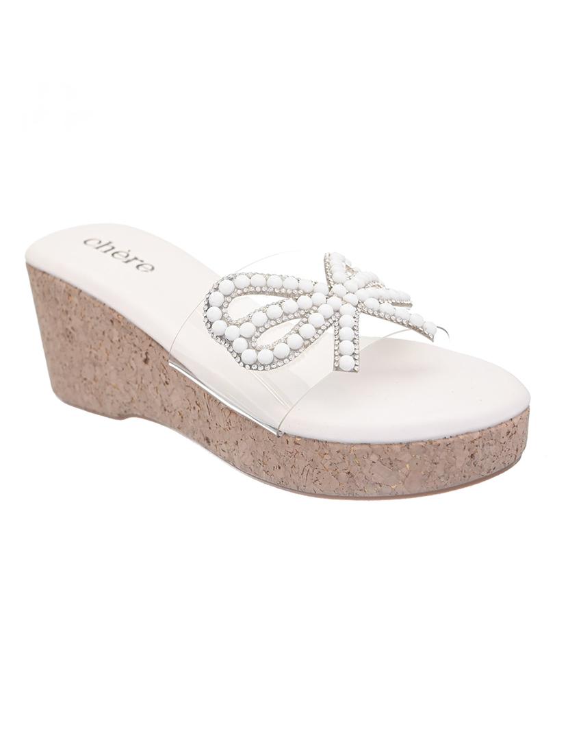 white slip on wedge sandal - 20162269 - Zoom Image - 0