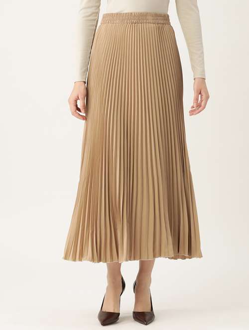 beige polyester pleated skirt - 20162288 - Standard Image - 0