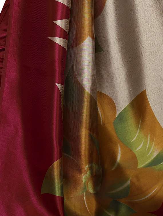 women's floral brown colored saree with blouse - 20162299 -  Standard Image - 2