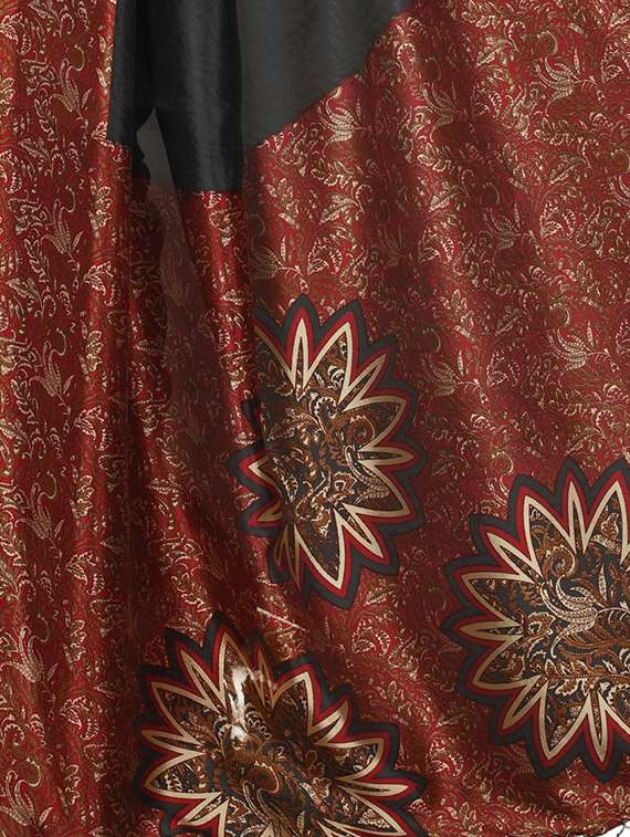 women's bordered black colored saree with blouse - 20162307 -  Standard Image - 2