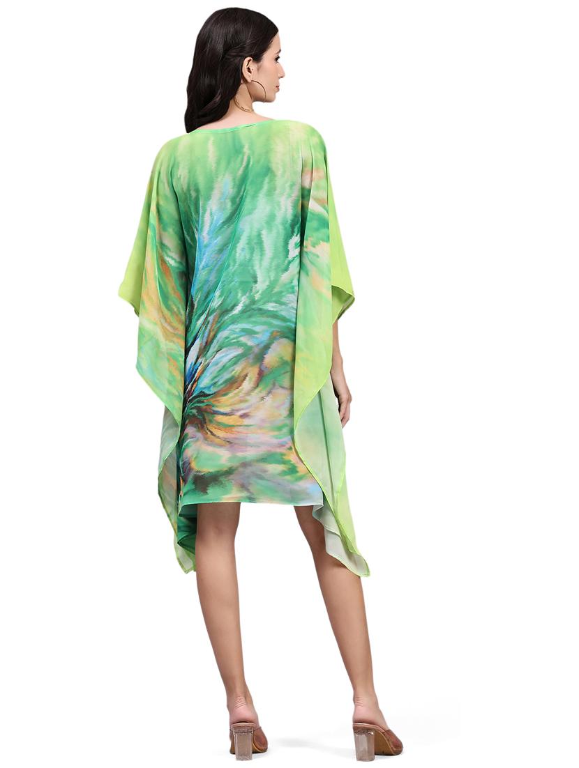 multi colored printed v neck kaftan dress - 20162419 - Standard Image - 2
