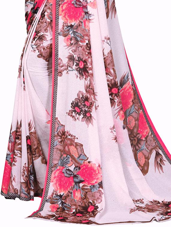 women's floral rosewater colored saree with blouse - 20163218 - Standard Image - 2
