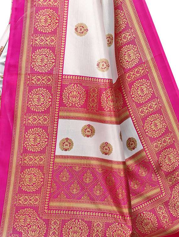 pink printed art silk saree with blouse - 20163224 - Standard Image - 2