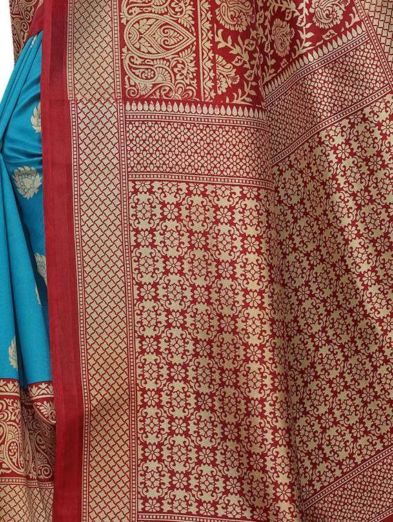 blue printed art silk saree with blouse - 20163230 -  Standard Image - 2