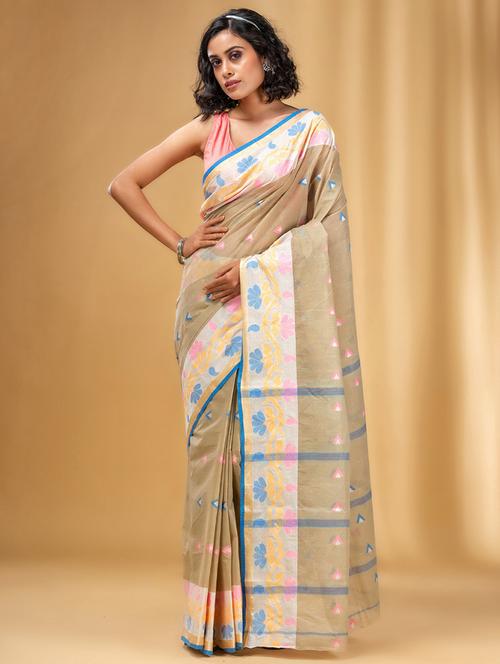 women's self design beige colored saree - 20163614 - Standard Image - 0