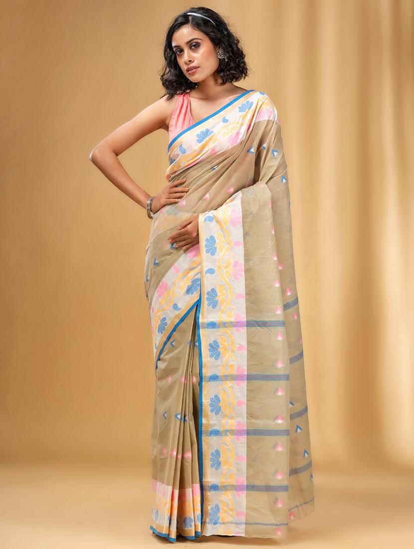 women's self design beige colored saree - 20163614 - Zoom Image - 0