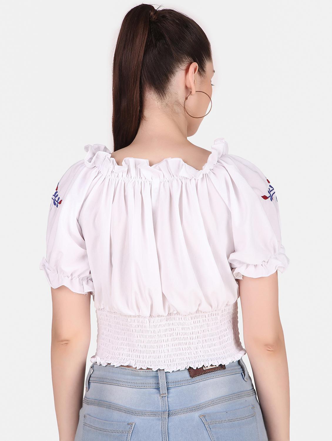 white solid crop top - 20163991 - Standard Image - 2