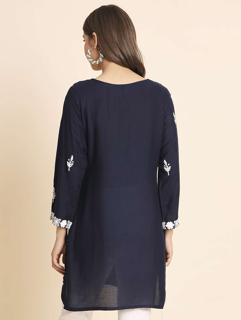 blue embroidered straight kurti - 20164000 -  Standard Image - 2