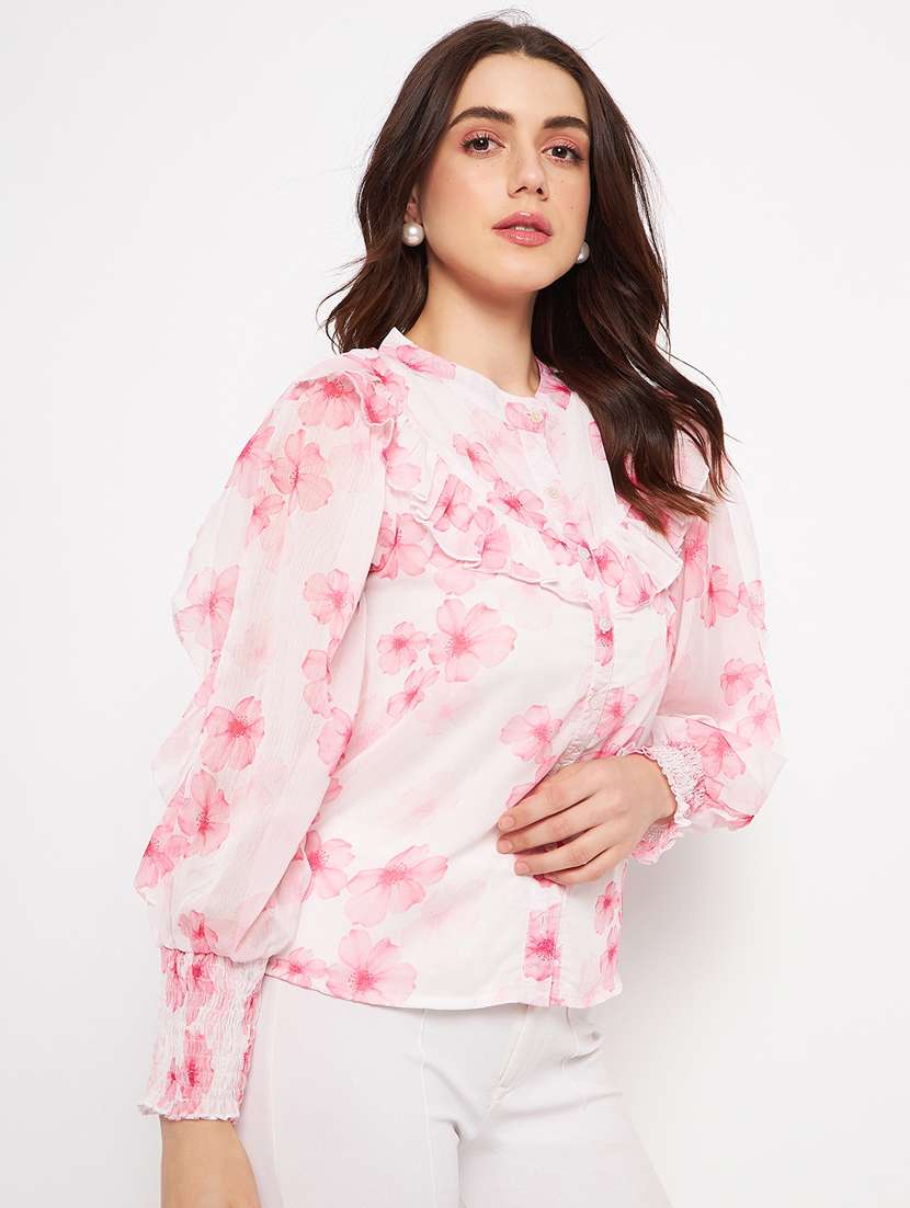 pink floral ruffle top - 20164056 -  Standard Image - 2