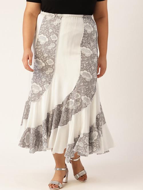 grey cotton pleated skirts - 20164060 -  Standard Image - 0