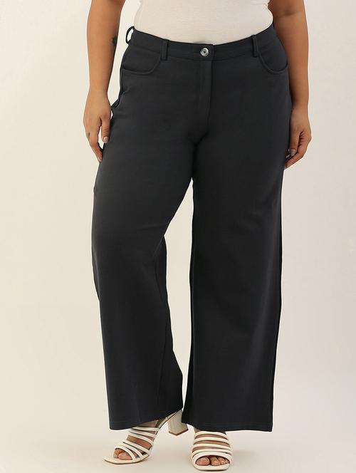 women solid flat front wide leg trouser - 20164068 - Standard Image - 0