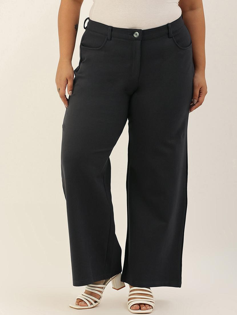 women solid flat front wide leg trouser - 20164068 - Zoom Image - 0