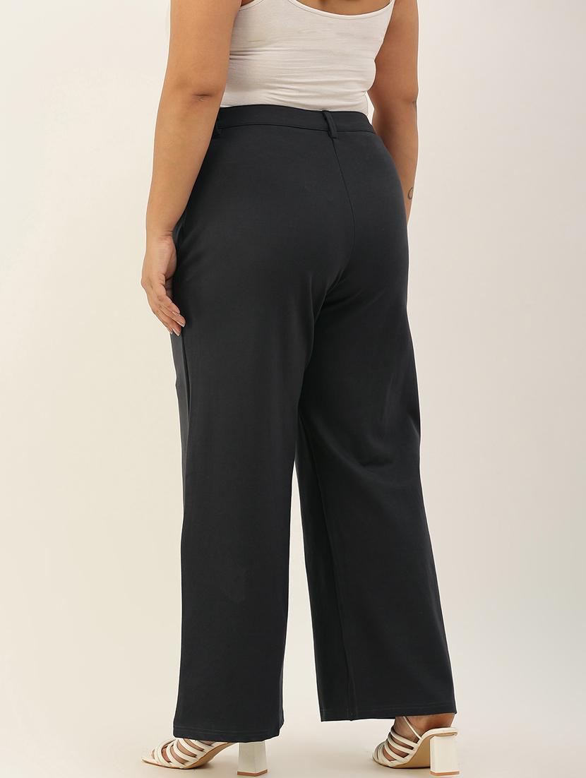 women solid flat front wide leg trouser - 20164068 - Standard Image - 2