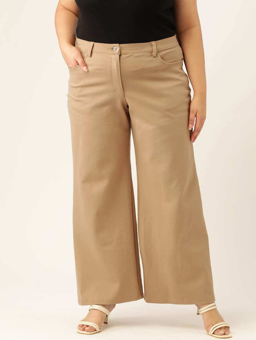 women solid plus trouser