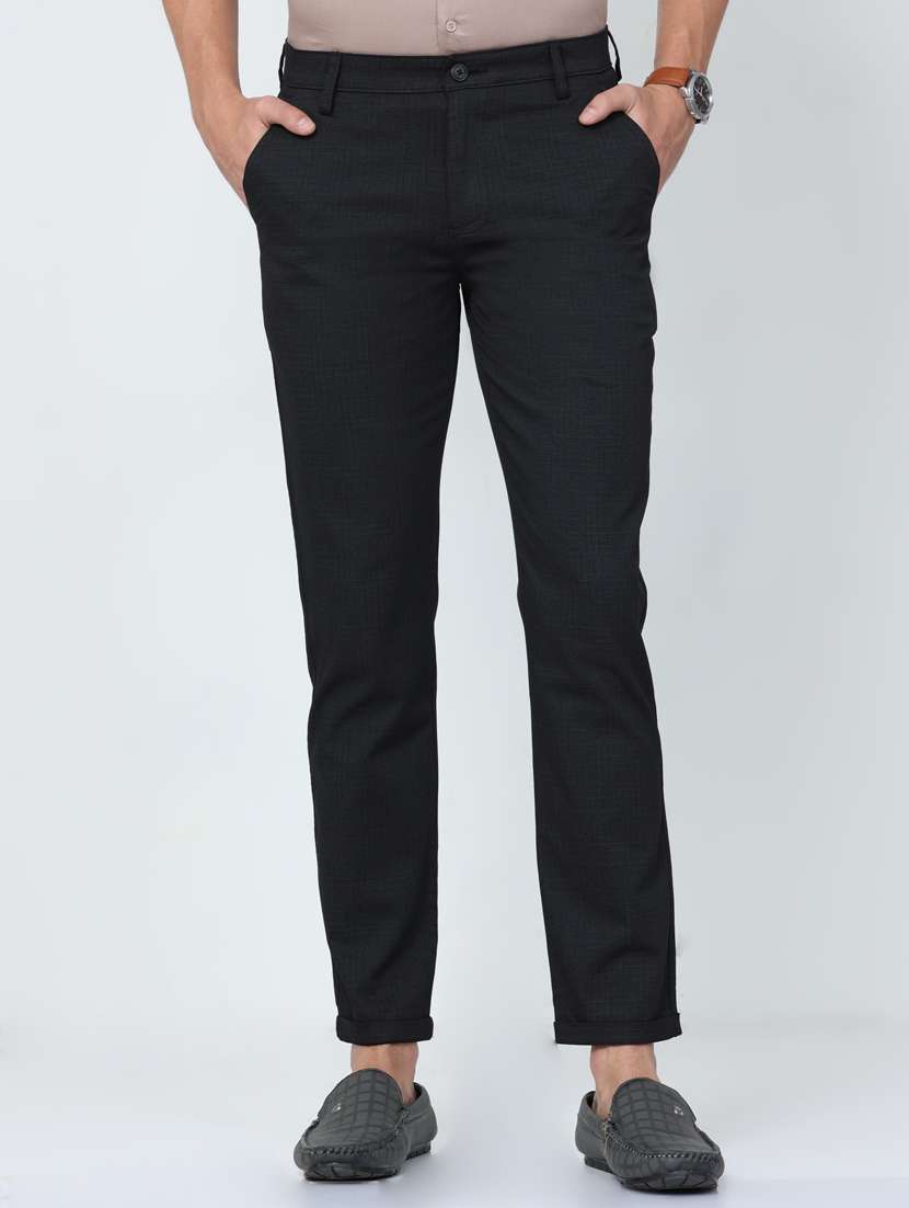 black cotton chinos casual trousers