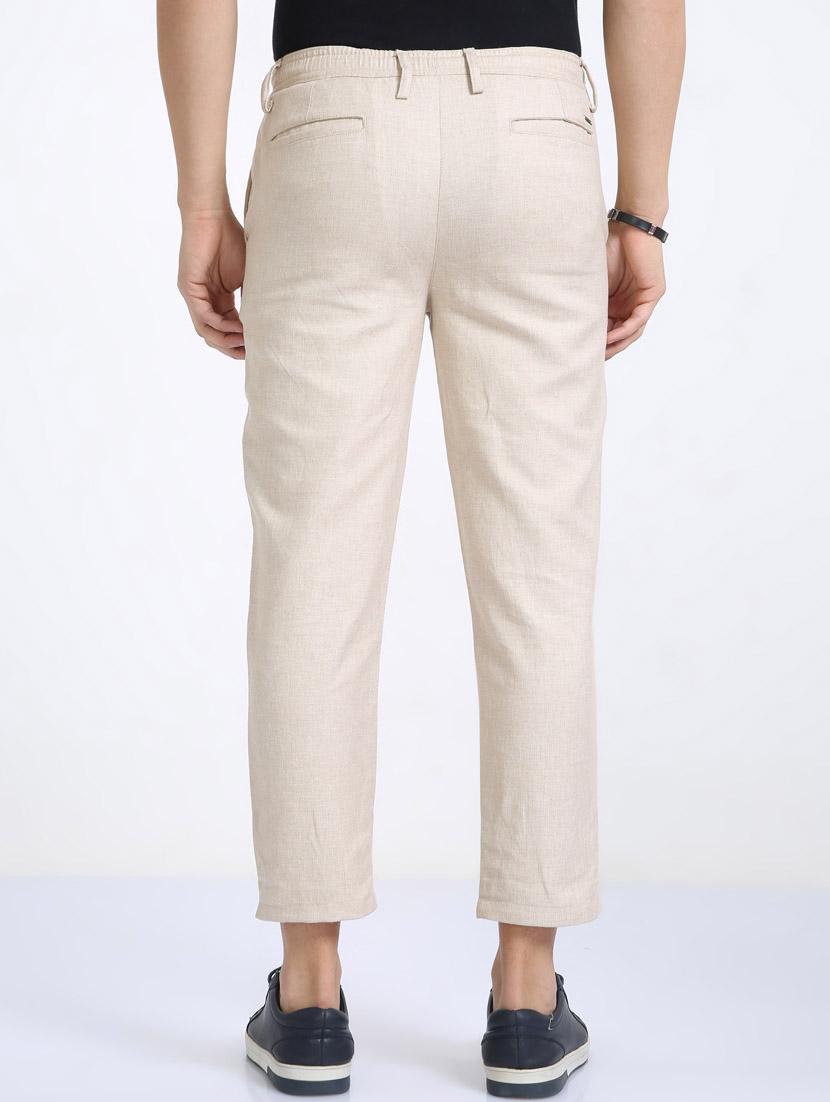 offwhite cotton flat front casual trousers - 20164183 - Standard Image - 2