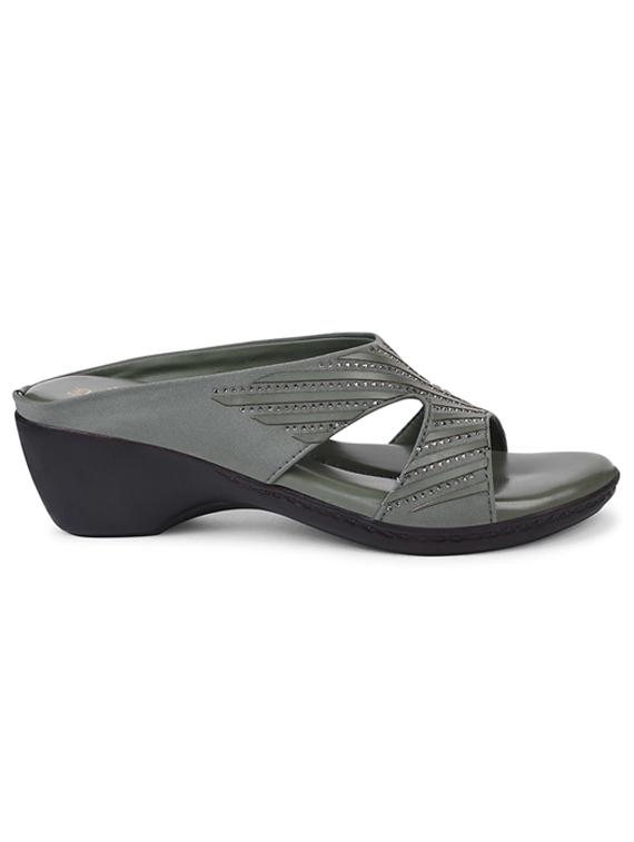 green slip on sandal - 20165235 - Standard Image - 2