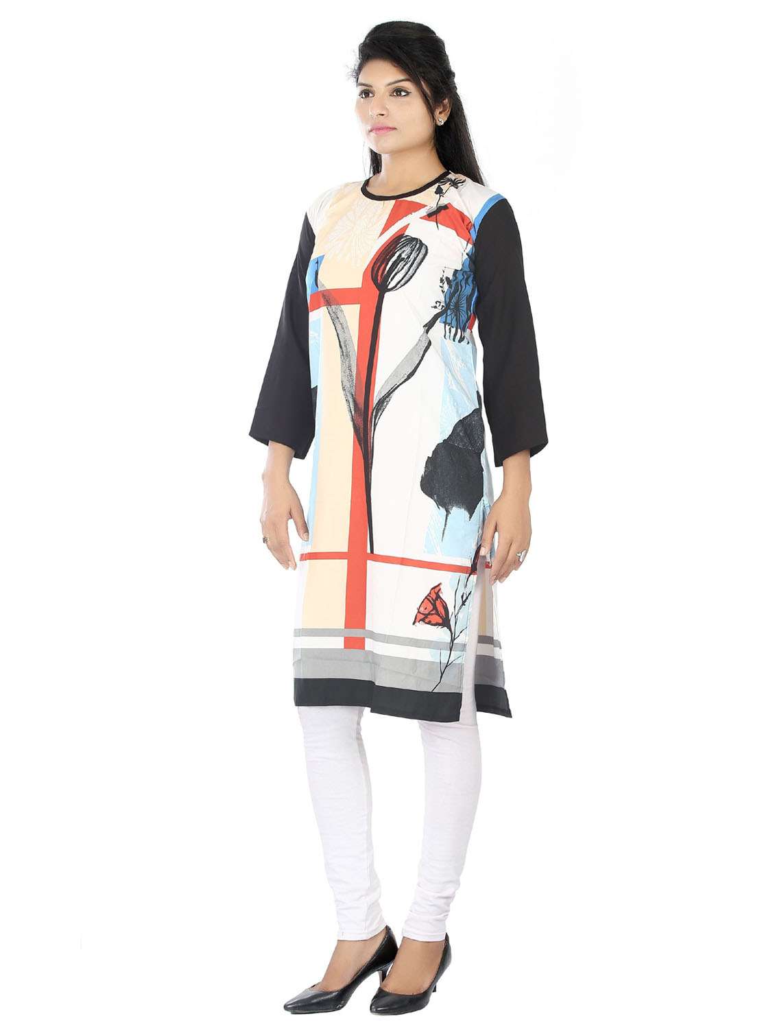 multi color round neck straight kurta - 20166212 -  Standard Image - 2