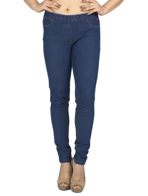 dark blue solid mid rise full length jegging - 20166521 -  Standard Image - 0