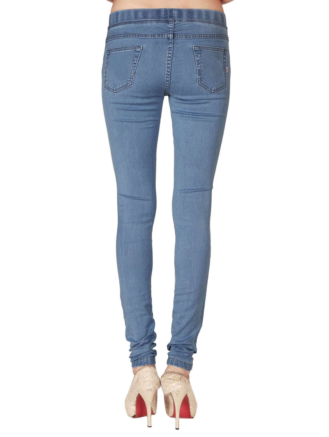 blue solid mid rise full length jegging - 20166542 -  Standard Image - 2