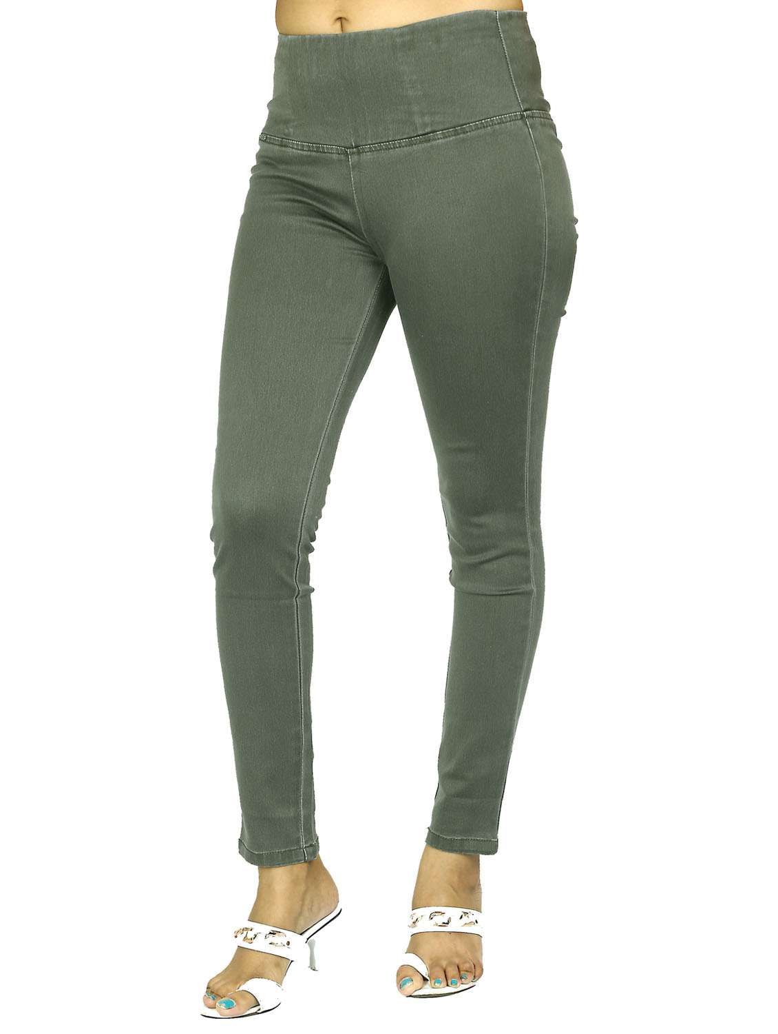 green solid mid rise ankle length jegging - 20166550 - Standard Image - 2