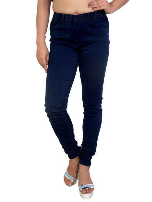 blue solids mid rise jeggings - 20166566 - Standard Image - 0