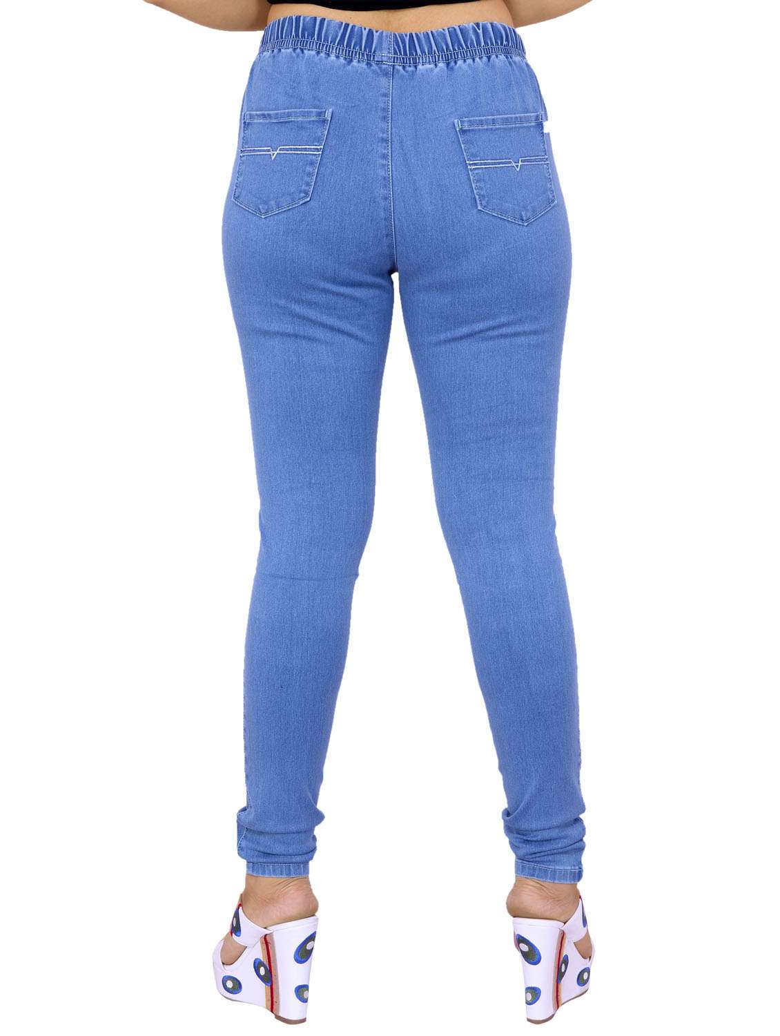 blue solids mid rise jeggings - 20166569 - Standard Image - 2