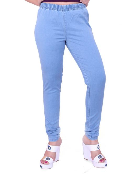 blue solid mid rise full length jegging - 20166572 -  Standard Image - 0