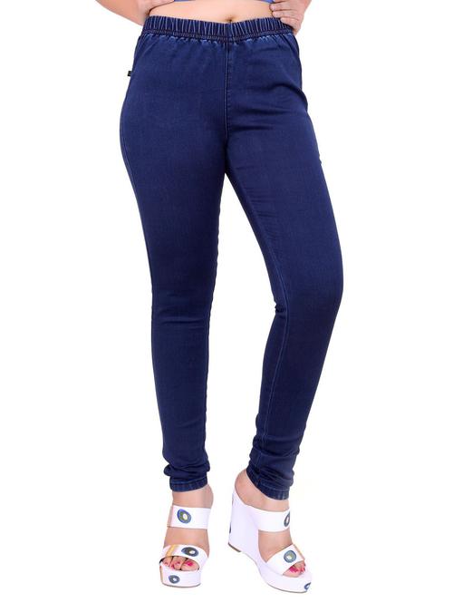blue solid mid rise full length jegging - 20166573 - Standard Image - 0