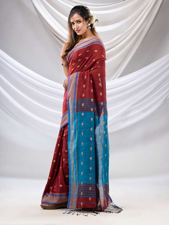 women's self design maroon colored saree with blouse - 20167146 -  Standard Image - 2