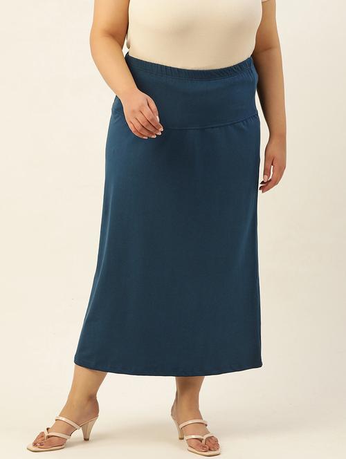 women's blue solids midi skirt - 20167199 - Standard Image - 0