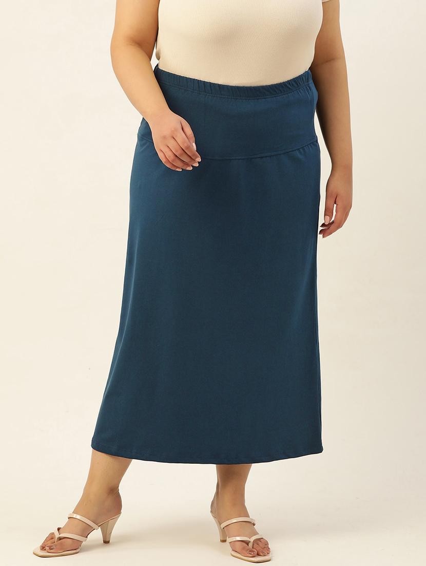 women's blue solids midi skirt - 20167199 - Zoom Image - 0