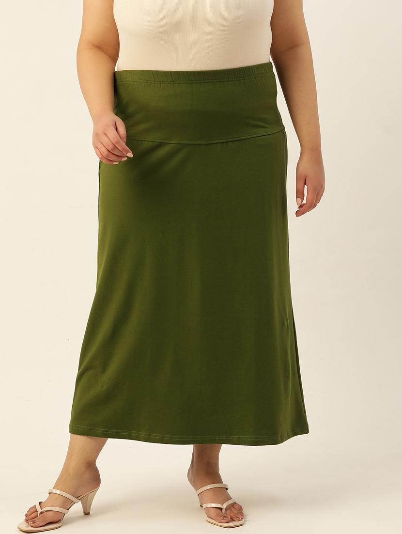 women's green solids midi skirt - 20167200 - Zoom Image - 0