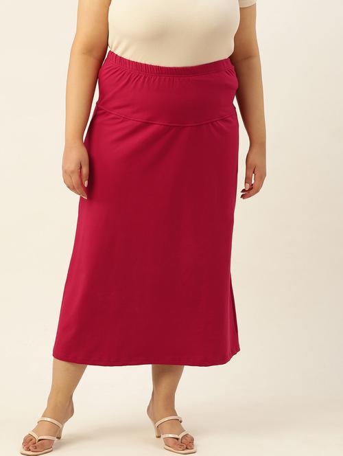 maroon solid high rise a-line midi skirt - 20167202 - Standard Image - 0