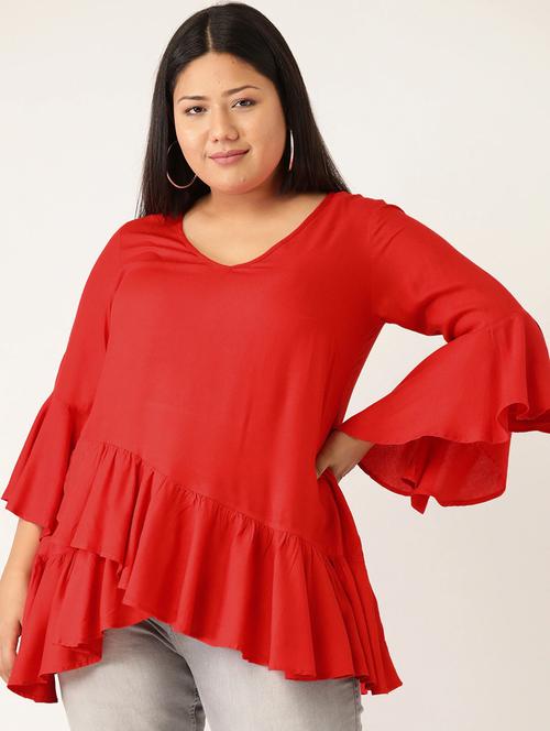 women's peplum v neck top - 20167215 - Standard Image - 0
