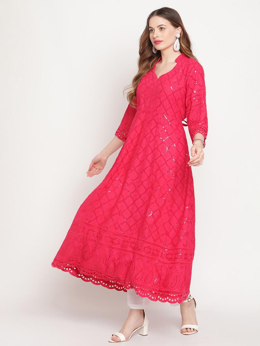 pink self design anarkali kurta - 20167343 - Standard Image - 2