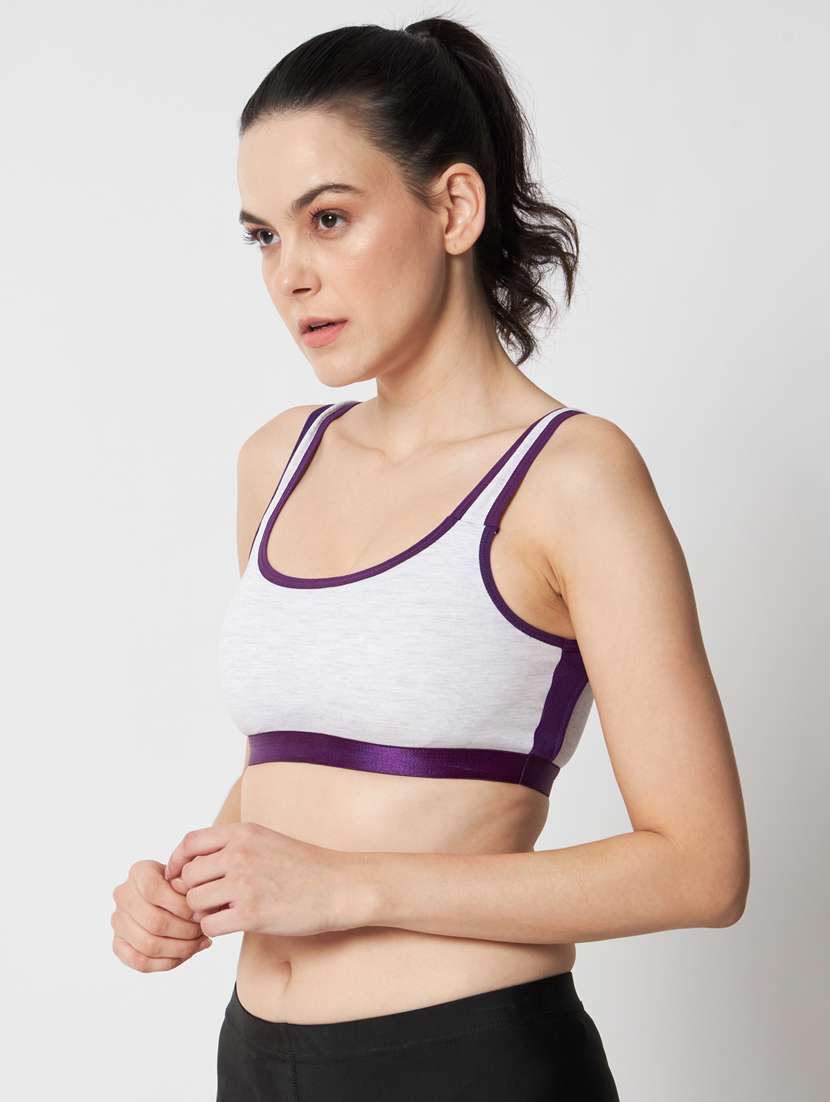 grey & purple solid full coverage sports bra - 20167387 -  Standard Image - 2