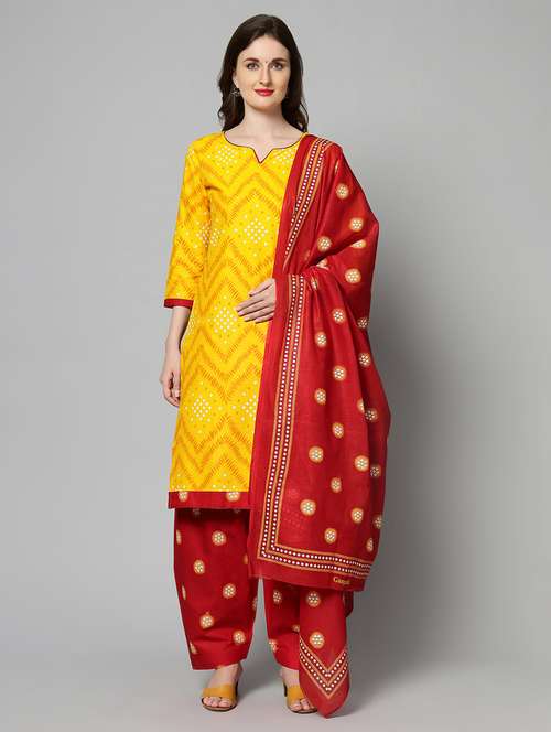 women yellow unstitched patiyala suits - 20167516 -  Standard Image - 0